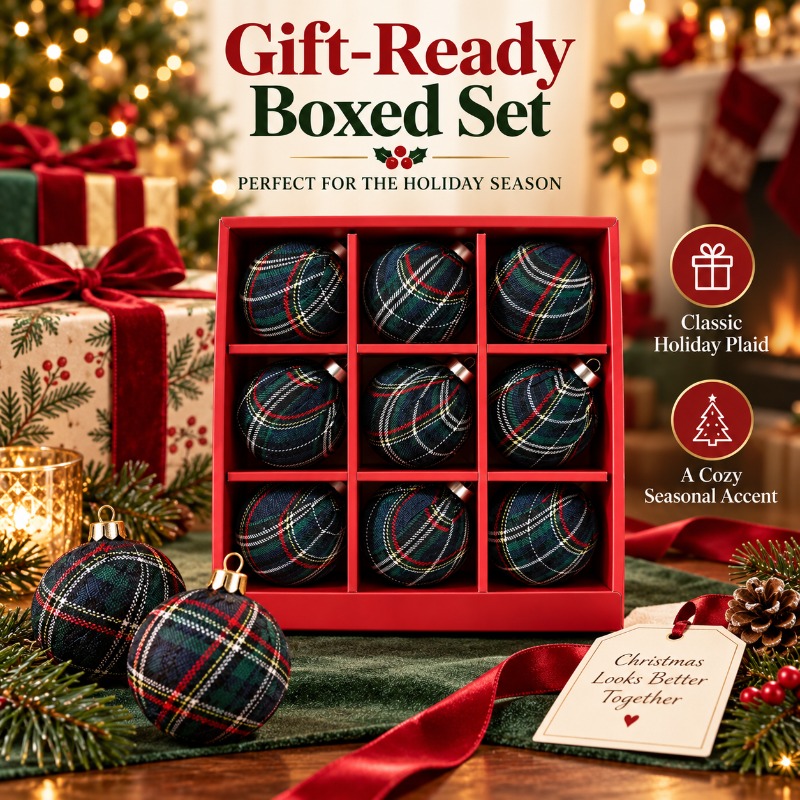 9Pcs 8cm Fabric Wrapped Plaid  - огляд і ціна Gift Box Wrap Set