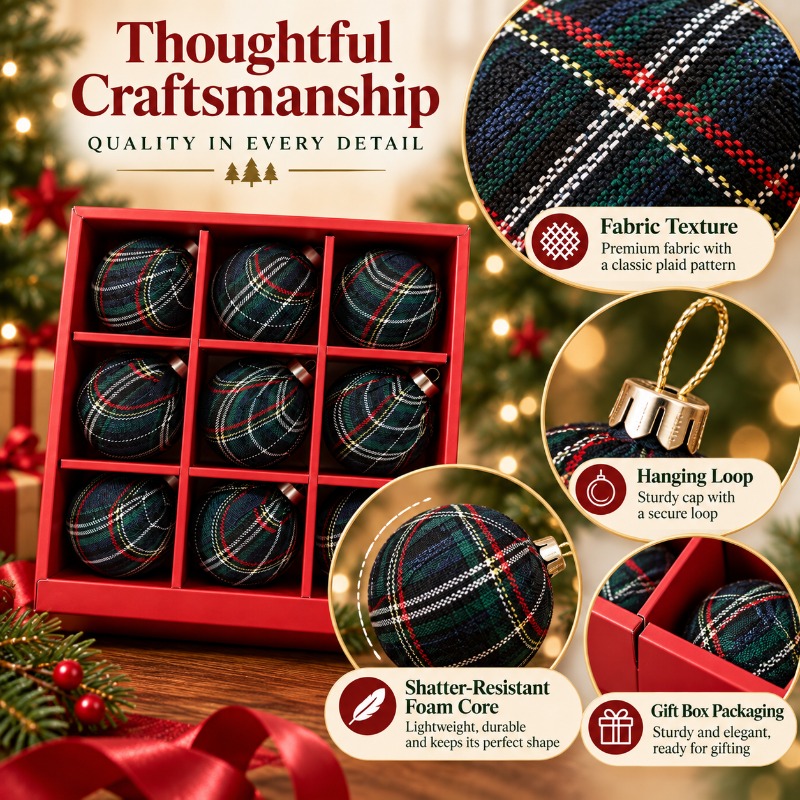 9Pcs 8cm Fabric Wrapped Plaid  - огляд і ціна Gift Box Wrap Set