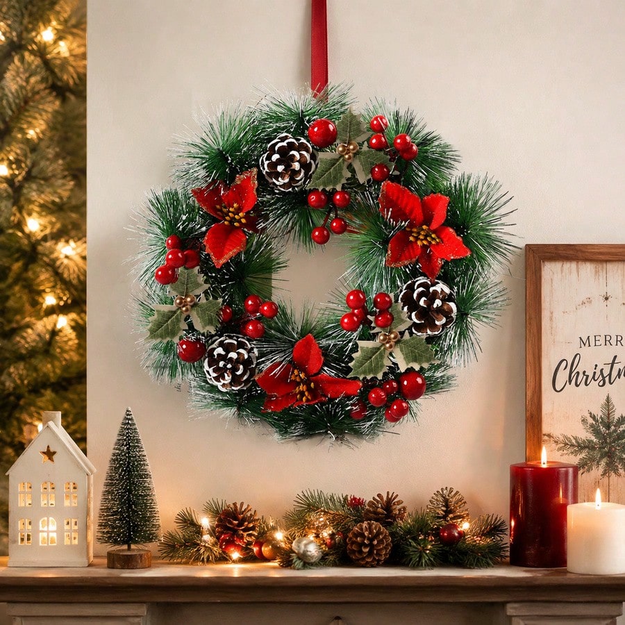 1Pc Christmas Wreath for Front - огляд і ціна Christmas Wreath Fake