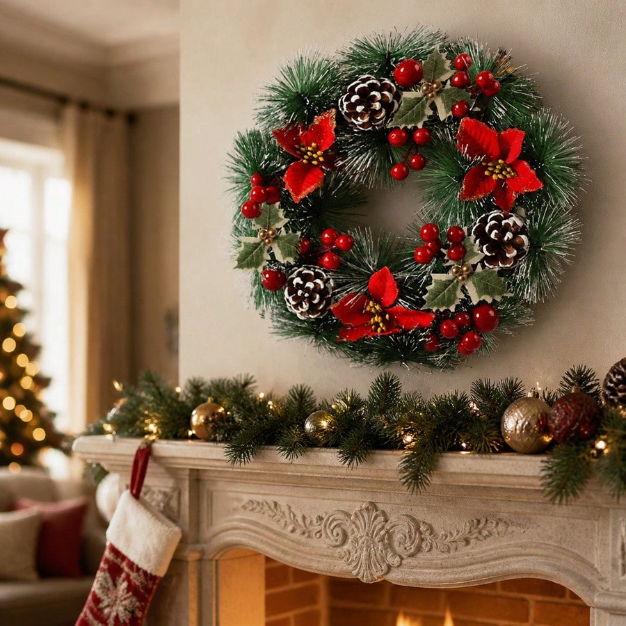 1Pc Christmas Wreath for Front - огляд і ціна Christmas Wreath Fake