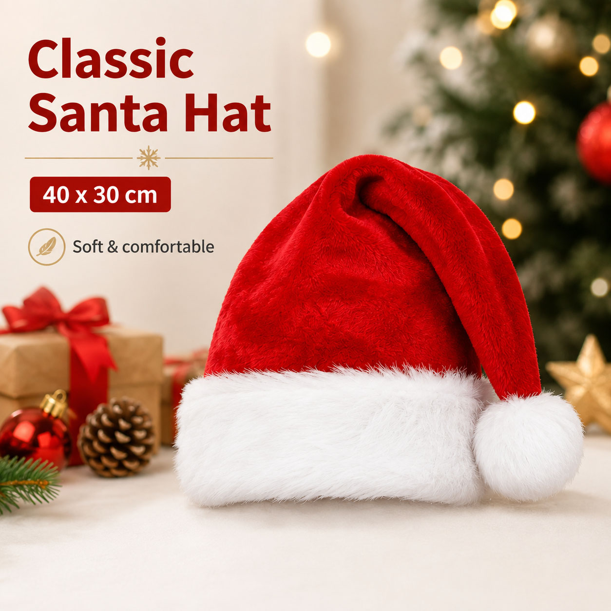 Fluffy Red Santa Hats Set with - огляд і ціна Santa Hat Plush