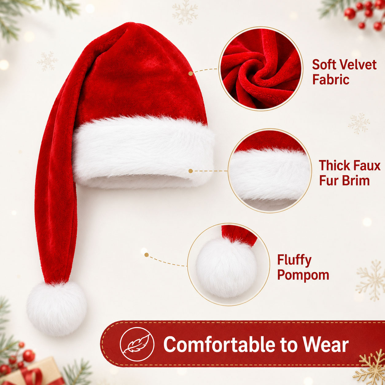 Fluffy Red Santa Hats Set with - огляд і ціна Santa Hat Plush