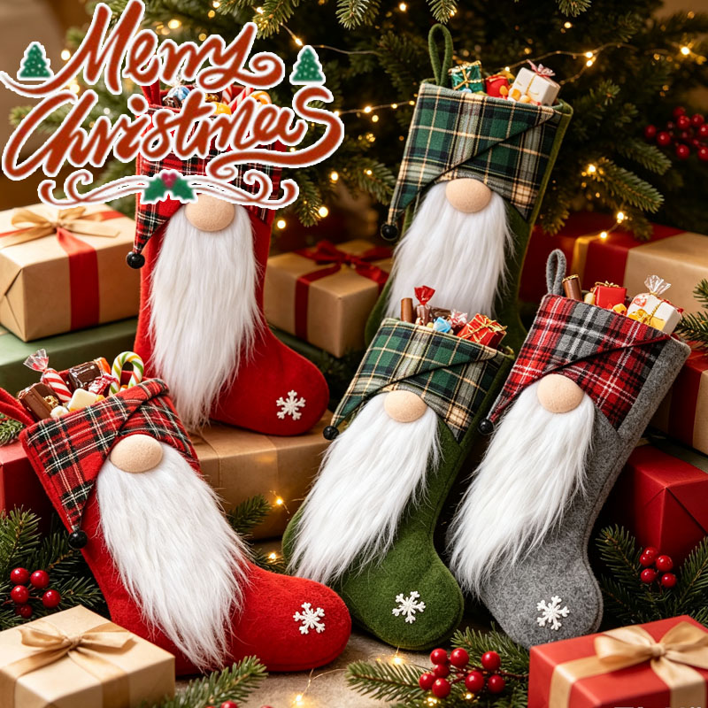 1-4PCS Christmas Treat Bags fo - огляд і ціна Christmas Stocking Hanging